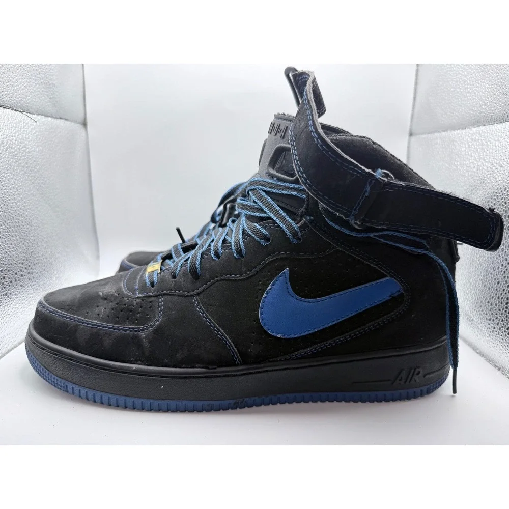Jordan Nike Air Force 1 High Black Blue Vintage 2004 Mens Size 13 Strap‎ Retro